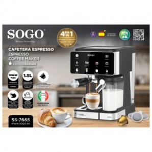 Macchina per caffè con cappucinatore Touch 20Bar Sogo compatibile Nespresso, CialdeESE e caffè macinato. display