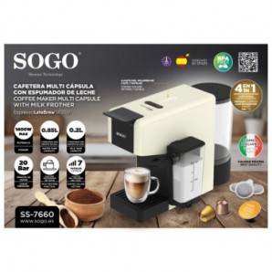 Macchina da caffè universale a capsule con cappucinatore Sogo Nespresso/Dolce Gusto/Cialde Espresso 20 bar 4in1 -
