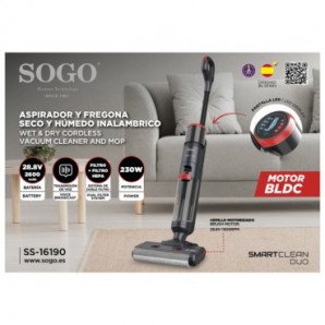 Aspirapolvere lavasciuga display digitale Sogo ricaricabile/autopulente 230 W - ASP-SS-16190