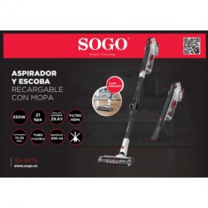 Aspirapolvere verticale ricaricabile sistema ciclonico(senza sacco) Sogo 180° rotazione spazzola 350 W - ASP-SS-16175
