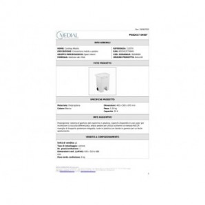 Contenitore mobile a pedale Medial Contitop 70L in PP bianco 115570