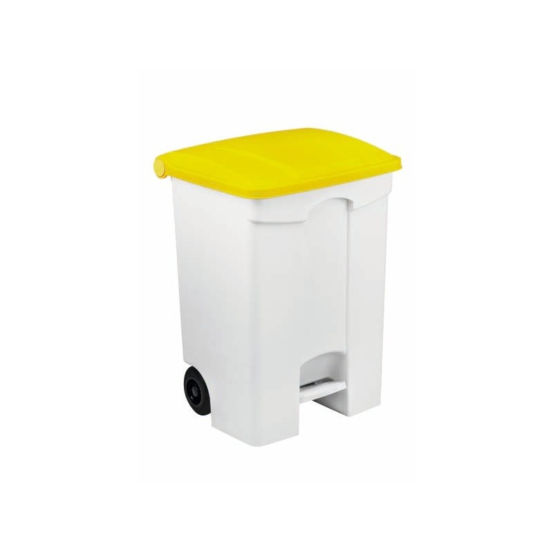 Contenitore mobile a pedale Medial Contitop 70L in PP bianco-giallo 115576