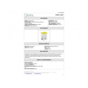 Contenitore mobile a pedale Medial Contitop 70L in PP bianco-giallo 115576