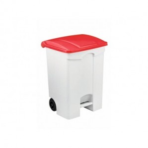 Contenitore mobile a pedale Medial Contitop 70L in PP bianco-rosso 115577
