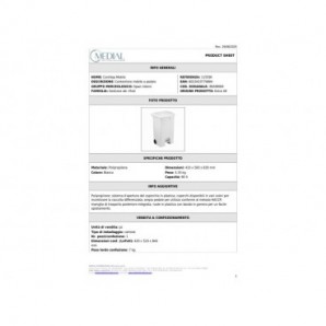 Contenitore mobile a pedale Medial Contitop 90L in PP bianco 115590
