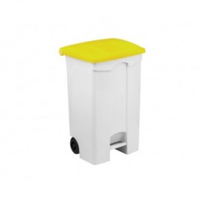 Contenitore mobile a pedale Medial Contitop 90L in PP bianco-giallo 115596