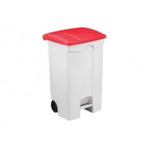 Contenitore mobile a pedale Medial Contitop 90L in PP bianco-rosso 115597