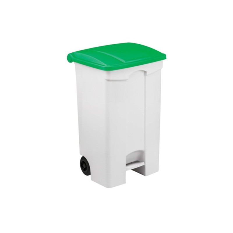 Contenitore mobile a pedale Medial Contitop 90L in PP bianco-verde 115598