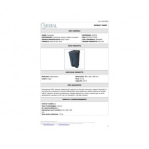 Contenitore mobile a pedale Medial Contiplast 120 L in PP grigio 102530