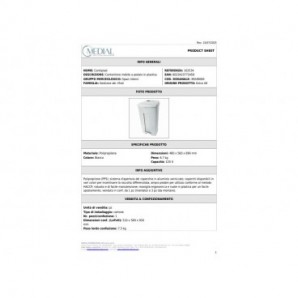 Contenitore mobile a pedale Medial Contiplast 120L in PP bianco 102534