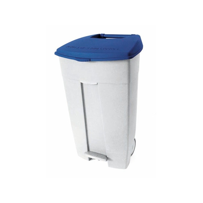 Contenitore mobile a pedale Medial Contiplast 120L in PP bianco-blu 102535
