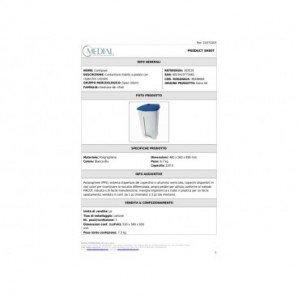 Contenitore mobile a pedale Medial Contiplast 120L in PP bianco-blu 102535