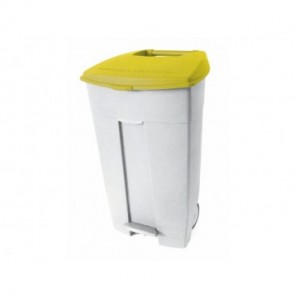Contenitore mobile a pedale Medial Contiplast 120L in PP bianco-giallo 102536
