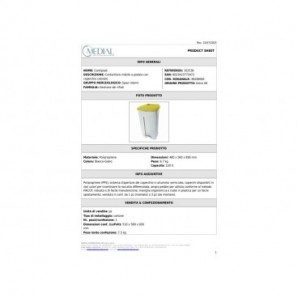 Contenitore mobile a pedale Medial Contiplast 120L in PP bianco-giallo 102536