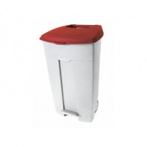 Contenitore mobile a pedale Medial Contiplast 120L in PP bianco-rosso 102537