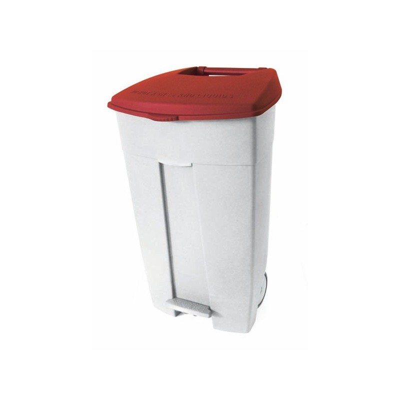 Contenitore mobile a pedale Medial Contiplast 120L in PP bianco-rosso 102537