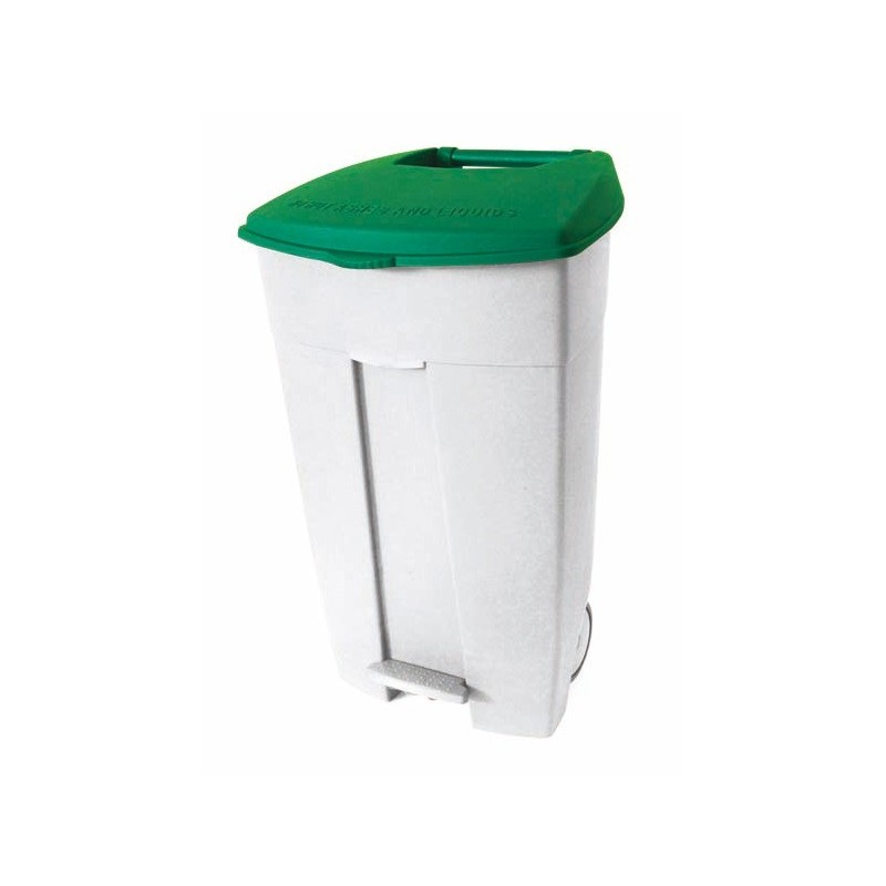 Contenitore mobile a pedale Medial Contiplast 120L in PP bianco-verde 102538