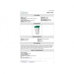 Contenitore mobile a pedale Medial Contiplast 120L in PP bianco-verde 102538
