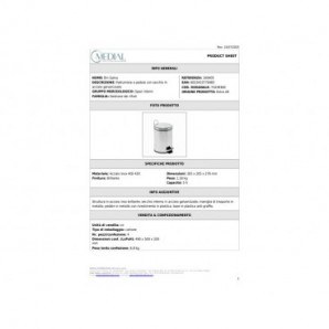 Pattumiera a pedale Medial Bin galva con secchio in acciaio galvanizzato 205x278mm/5L - 106405