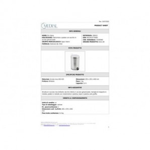 Pattumiera a pedale Medial Bin galva con secchio in acciaio galvanizzato 250x400mm/12L - 106412