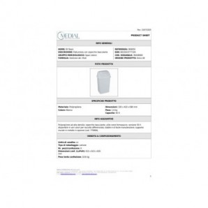 Pattumiera con coperchio basculante bianco Medial Rif basic 420x330x680mm/50L - 909050