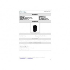 Pattumiera nera con coperchio basculante nero Medial Rif basic 360x290x560mm/35L 909536