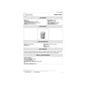 Pattumiera a pedale Medial Esa bianca 423x430x550mm/50L 909150