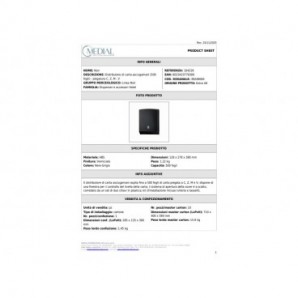 Distributore di carta asciugamani piegata a C, Z, V e M Medial Noir 278x128x380mm - 104226