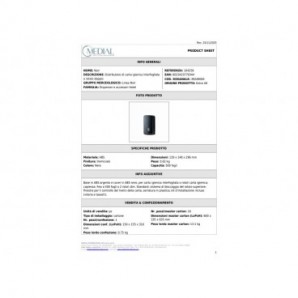 Distributore di carta igienica interfogliata o rotolo doppio Medial Noir 148x139x296mm - 104256