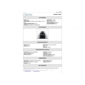 Asciugamani elettrici senza resistenza a cono d'aria Medial Zefiro 221x157x285mm ABS bianco - 704350