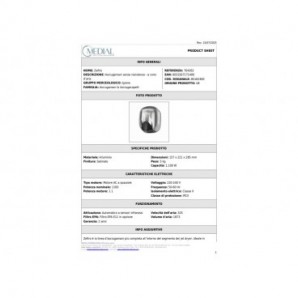 Asciugamani elettrici senza resistenza a cono d'aria Medial Zefiro 221x157x285mm alluminio satinato - 704362