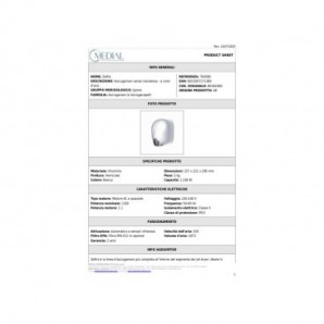 Asciugamani elettrici senza resistenza a cono d'aria Medial Zefiro 221x157x285mm Medial alluminio bianco - 704360