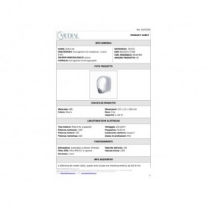 Asciugamani elettrici con resistenza a lama d'aria Medial Zefiro hot 221x157x285mm ABS bianco - 704325