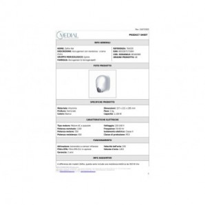 Asciugamani elettrici con resistenza a lama d'aria Medial Zefiro hot 221x157x285mm alluminio bianco - 704335