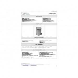 Pattumiera a pedale Medial New bin basic inox brillante 290x440mm 913200