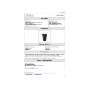 Cestino con coperchio ad imbocco automatico Medial Amélie 12 L 336x194x536mm nero - 111211