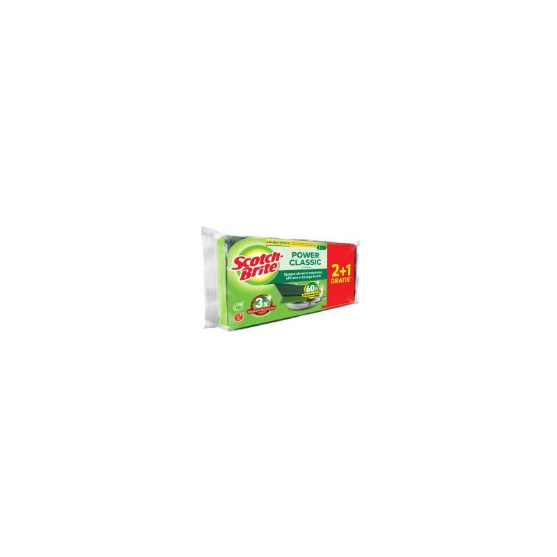 Spugna abrasiva Scotch-Brite® Power Classic antibatterica conf. 2+1 OMAGGIO 24x110x203 mm - 7100316712