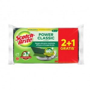 Spugna abrasiva Scotch-Brite® Power Classic antibatterica conf. 2+1 OMAGGIO 24x110x203 mm - 7100316712