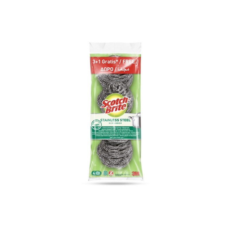 Paglietta in acciaio inossidabile Scotch-Brite® conf. 3+1 OMAGGIO. 37x107x300 mm - 7100252204