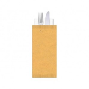 Buste portaposate Ristocart in carta paglia con tovagliolo 2 veli 25x10,5 cm conf. 100 pz neutra - WRBUP2072