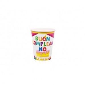 Bicchieri di carta Party Go Buon Compleanno rosa conf. 6 pz 27 ml AA0077-T