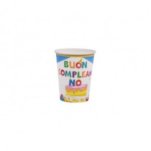 Bicchieri di carta Party Go Buon Compleanno azzurri conf. 6 pz 27 ml AC0071-T