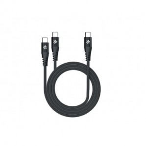 Cavo USB-C / 2x USB-C in nylon intrecciato Celly 100W 1,3 m - nero USBC2USBCBK