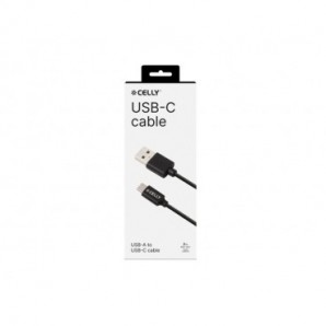 Cavo USB-A / USB-C in gomma Celly 15W - 2 m - nero USB-C2M