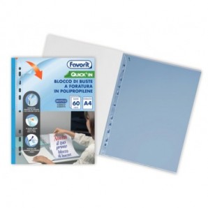 Blocco buste a perforazione universale Favorit Quick In A4 in PP 60 buste lisce 400205416