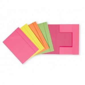 Cartella a 3 lembi con elastico Favorit 25x34,5 cm dorso 0-3 cm - conf. 25 pezzi in colori assortiti neon - 400207016