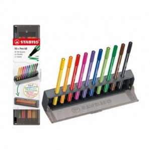 Click set 10 pennarelli Stabilo Pen 68 tratto 1 mm in colori assortiti - 6810-7
