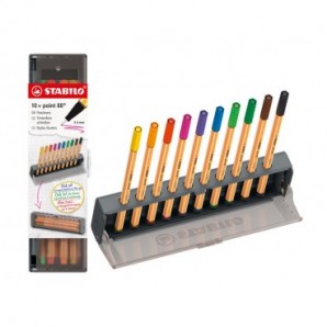 Click set 10 fineliner Stabilo Point 88 tratto 0,4 mm in colori assortiti - 8810-5