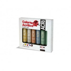 Colore acrilico in tubetto Dom 100 ml conf. 5 pezzi colori metallizzati 11535/a5m