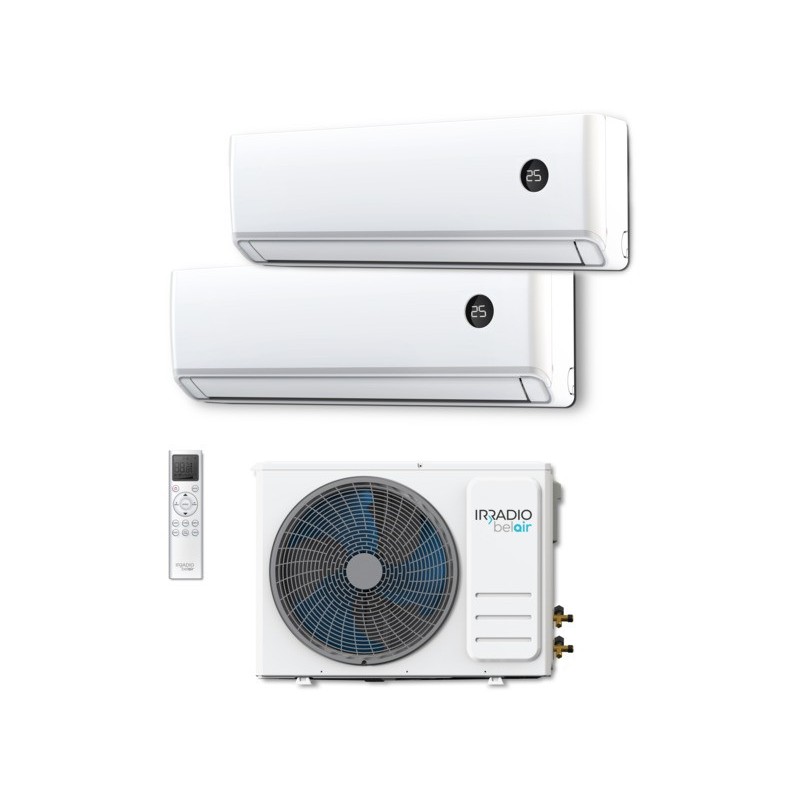 Condizionatore con pompa di calore R32 unità esterna + dual split Irradio Belair 18.000 BTU + 9000 BTU + 12000 BTU